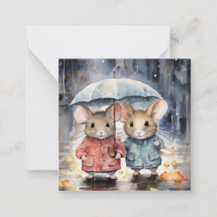 Pequeña Hermosa tarjeta acuarela para ratón