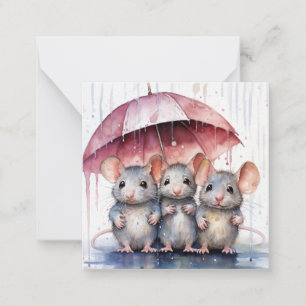 Pequeña Hermosa tarjeta acuarela para ratón