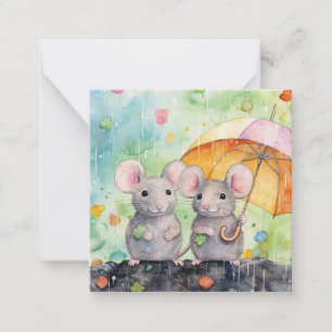 Pequeña Hermosa tarjeta acuarela para ratón