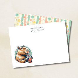 Pequeña Hermosa tarjeta de guardería con capybara divertid