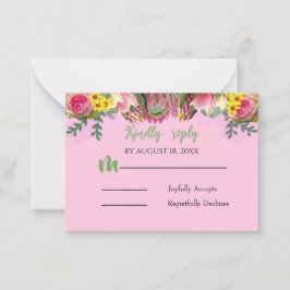 Pequeña Hermosa tarjeta de respuesta de pinkt de jardín bo