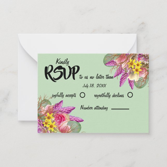 Pequeña Hermosa tarjeta RSVP de la Casa de la Moneda de lo (Anverso)