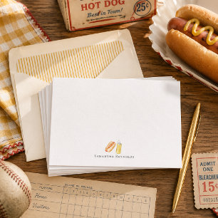 Pequeña Hot Dog & Mostaza Monograma   Tarjeta plana person