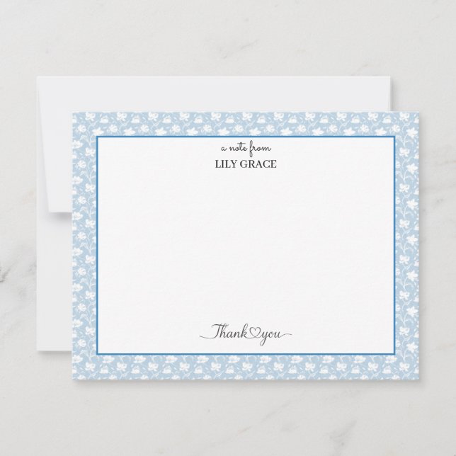 Pequeña Hydrangea Chintz Azul y Blanco Tarjeta Plana de Ag (Anverso)
