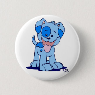 Pequeña insignia azul del botón del perrito