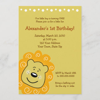 Pequeña invitación 5 x 7 del CUMPLEAÑOS del león