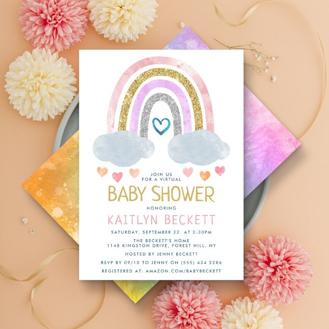Pequeña invitación a Baby Shower con arcoiris (Subido por el creador)