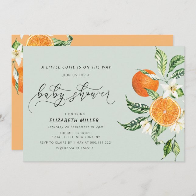 pequeña invitación a la ducha de bebé (Anverso / Reverso)