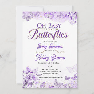 Pequeña invitación a la ducha de bebé con mariposa