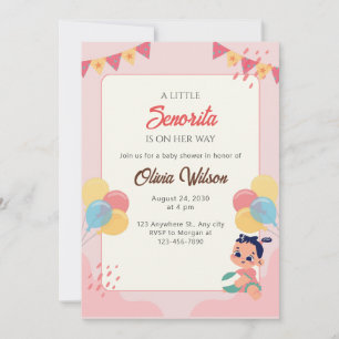 pequeña invitación a la ducha de bebé senorita fie