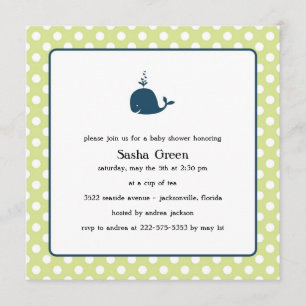 Pequeña invitación de Baby Shower de la ballena