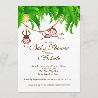 Pequeña invitación de Baby Shower del mono de los