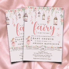 Pequeña invitación de Baby Shower rosada encantada
