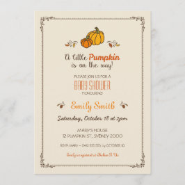 Pequeña invitación de calabaza en Baby Shower