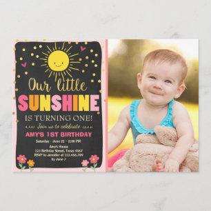 Pequeña invitación de cumpleaños Chica de oro rosa