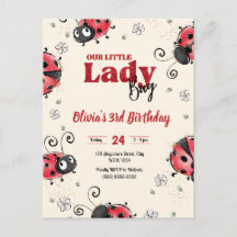pequeña invitación de cumpleaños de mariquita