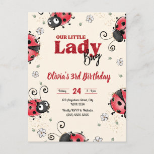 pequeña invitación de cumpleaños de mariquita