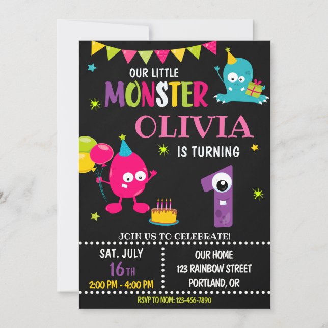 Pequeña invitación de cumpleaños para el chica (Anverso)