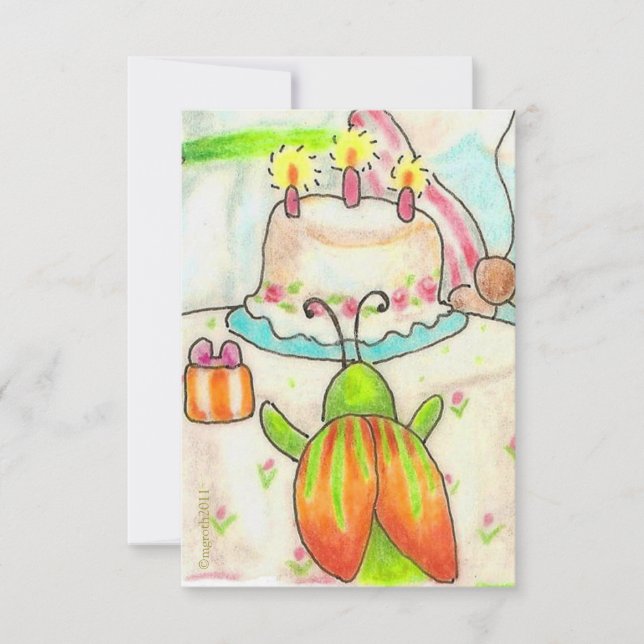 pequeña invitación de escarabajo de cumpleaños (Anverso)