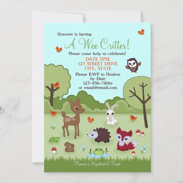 Pequeña invitación de la ducha de los animales del (Anverso)
