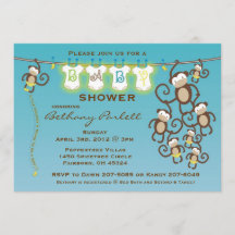 Pequeña invitación de la ducha del bebé del mono