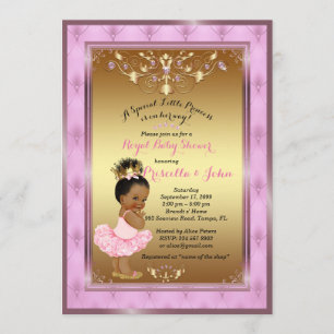 Pequeña invitación de princesa Baby Shower, rosa,