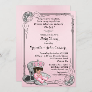 Pequeña invitación de princesa Baby Shower, rosada