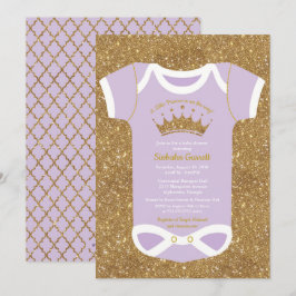 Pequeña invitación de princesa Purple Gold Baby