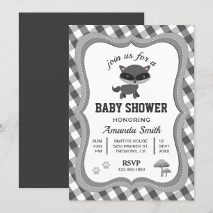 Pequeña invitación de Raccoon a Baby Shower