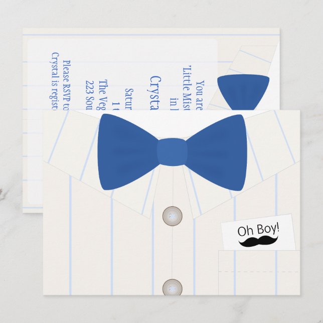 Pequeña invitación de señor Baby Shower (Anverso / Reverso)