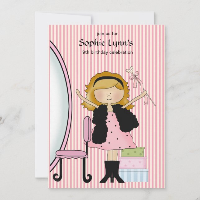 Pequeña invitación del cumpleaños de la diva (Anverso)