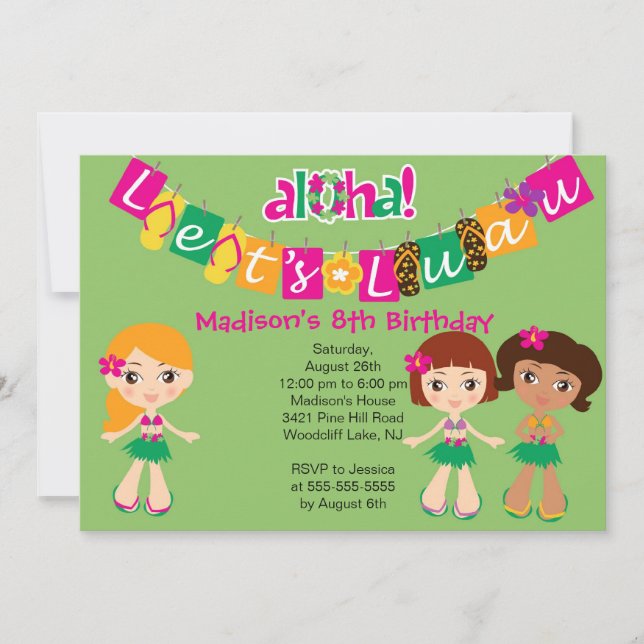 Pequeña invitación del cumpleaños del fiesta de (Anverso)