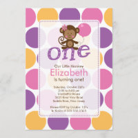 Pequeña invitación del cumpleaños del mono del