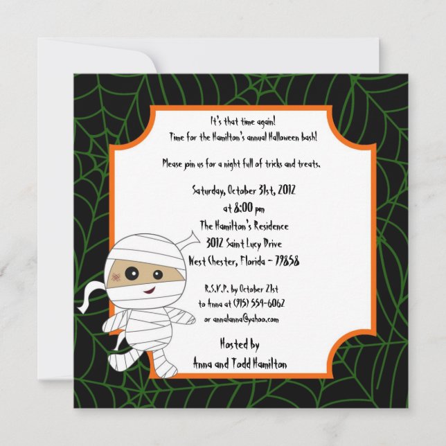 pequeña invitación del fiesta de Halloween de las (Anverso)