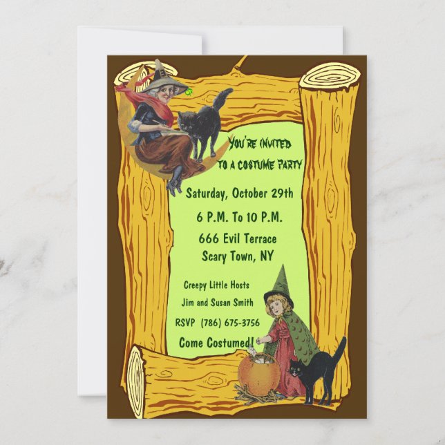 Pequeña invitación del fiesta de las brujas (Anverso)