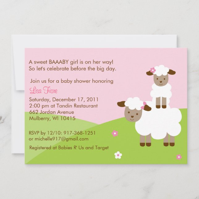 Pequeña invitación dulce de Baby Shower del (Anverso)