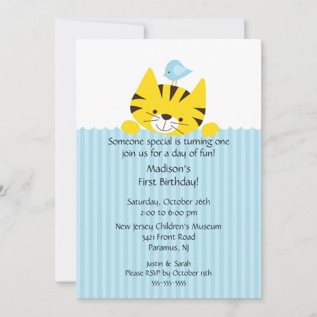 Pequeña invitación dulce del cumpleaños del tigre (Anverso)