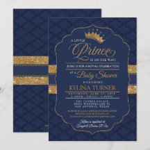 Pequeña invitación real de príncipe Baby Shower