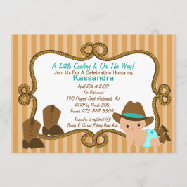 Pequeña invitación verde occidental de Baby Shower