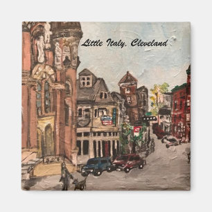 Pequeña Italia, Cleveland Ohio Pintura en un imán