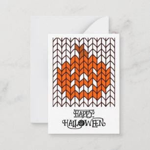 Pequeña JACK-O-LANTERN TEJIDO Tarjeta plana de Halloween 3