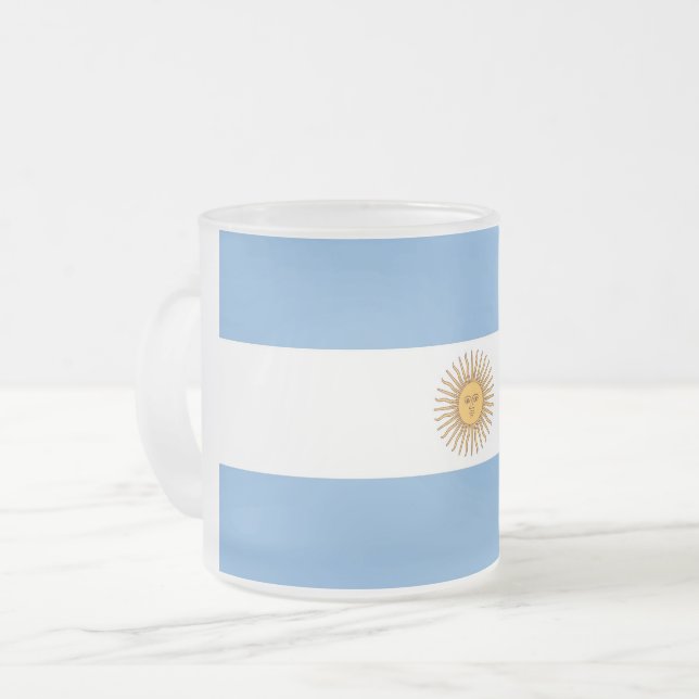 Pequeña jarra de vidrio escarchada con bandera de  (Anverso izquierdo)