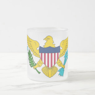 Pequeña jarra de vidrio escarchada con bandera de