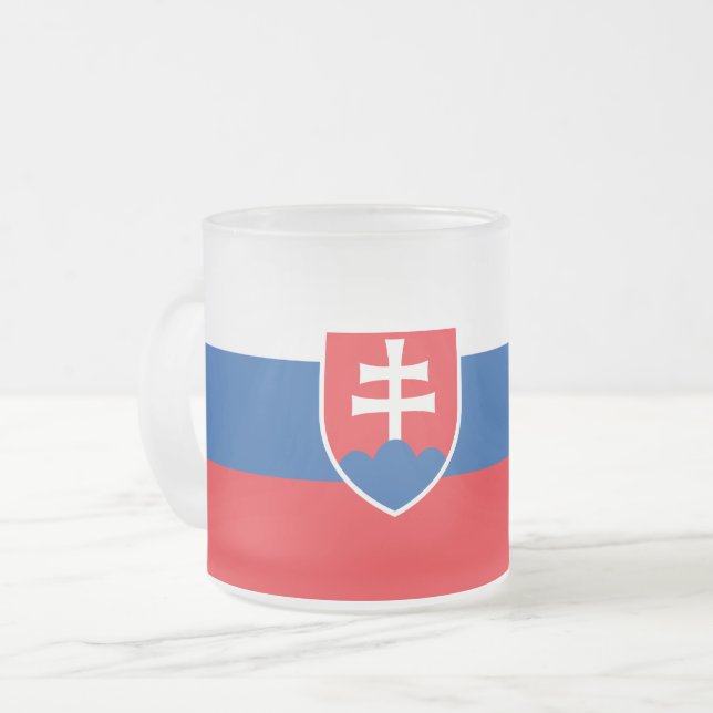Pequeña jarra de vidrio escarchada con bandera de  (Anverso izquierdo)