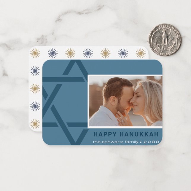 Pequeña La familia Schwartz feliz tarjeta Hanukkah (Anverso/Reverso In Situ)
