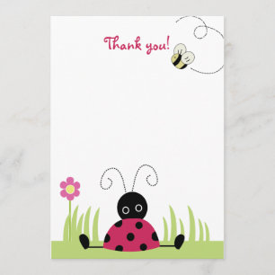 Pequeña Ladybug Flat Gracias a las tarjetas de not