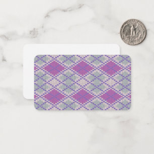 Pequeña LILAC ARGYLE TEJIDO 3.5x2 Tarjeta plana / Horizont