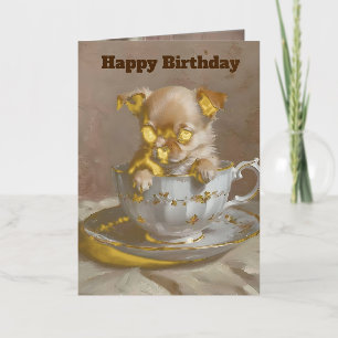 Pequeña luz: Chihuahua cachorro en una taza de té,