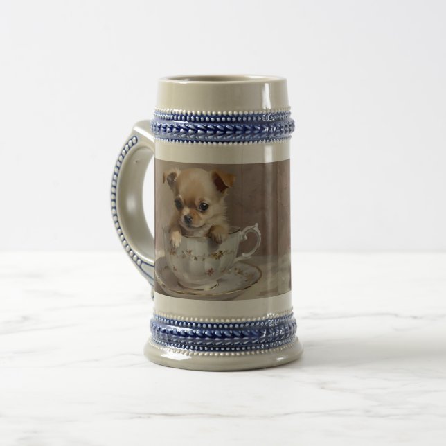 Pequeña luz: Chihuahua cachorro en una taza de té (Anverso izquierdo)
