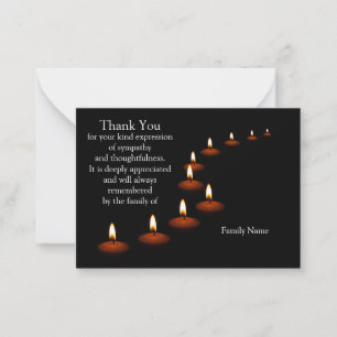 Pequeña Luz de velas aislada negro tarjeta de agradecimien